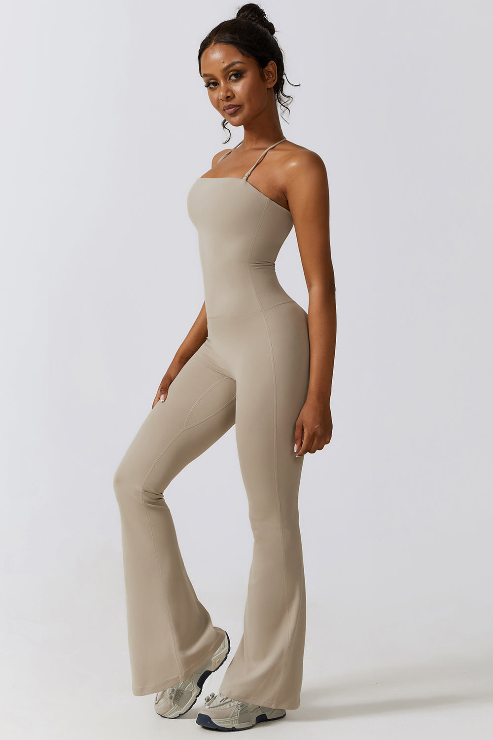 Halter Neck Flare Sport Jumpsuit