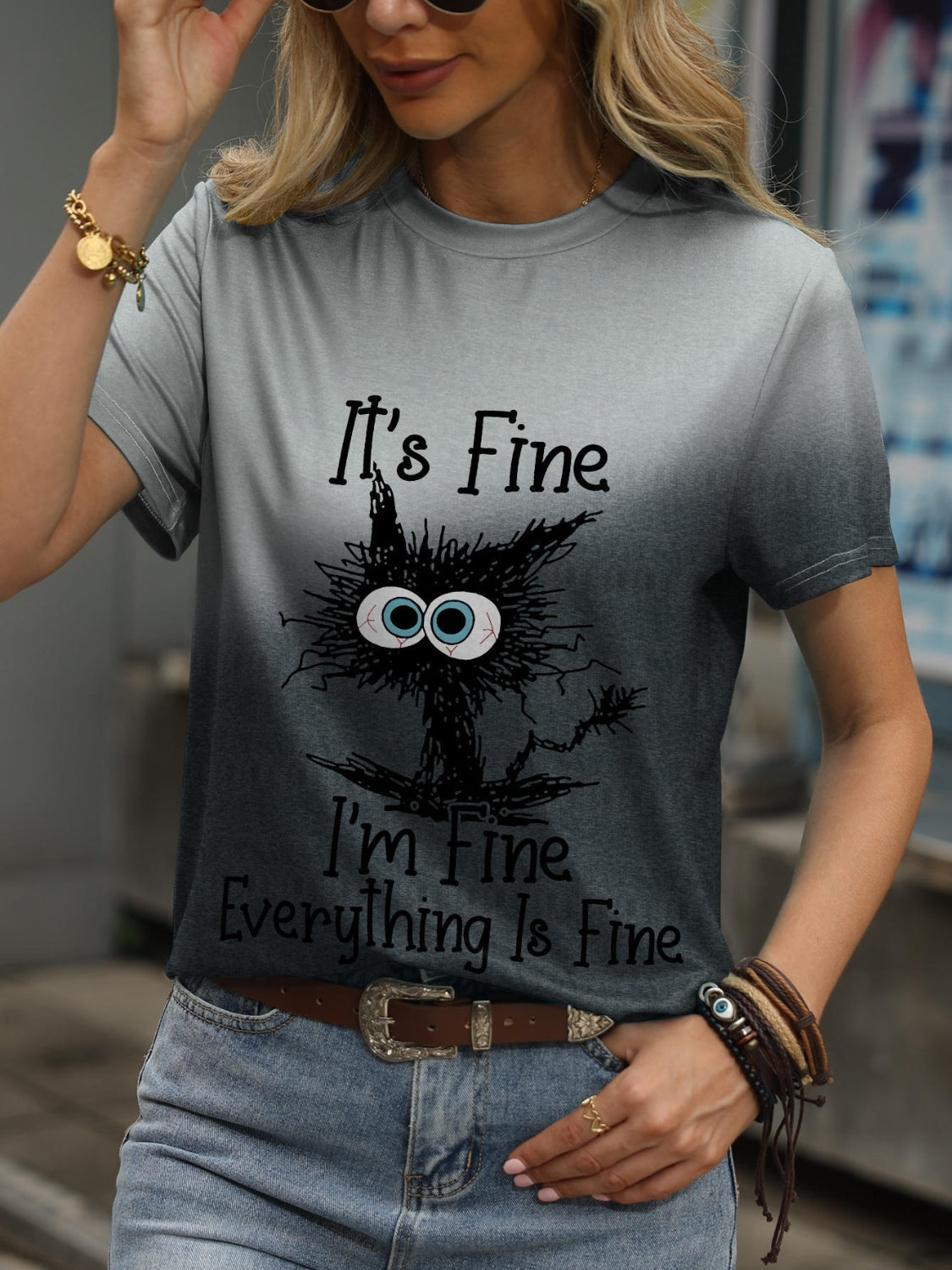 Plus Size IT'S FINE I'M FINE EVERYTHING IS FINE Round Neck T-Shirt